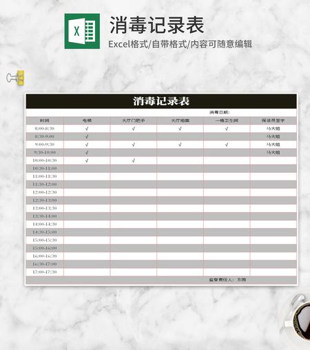 简约消毒记录表Excel模板