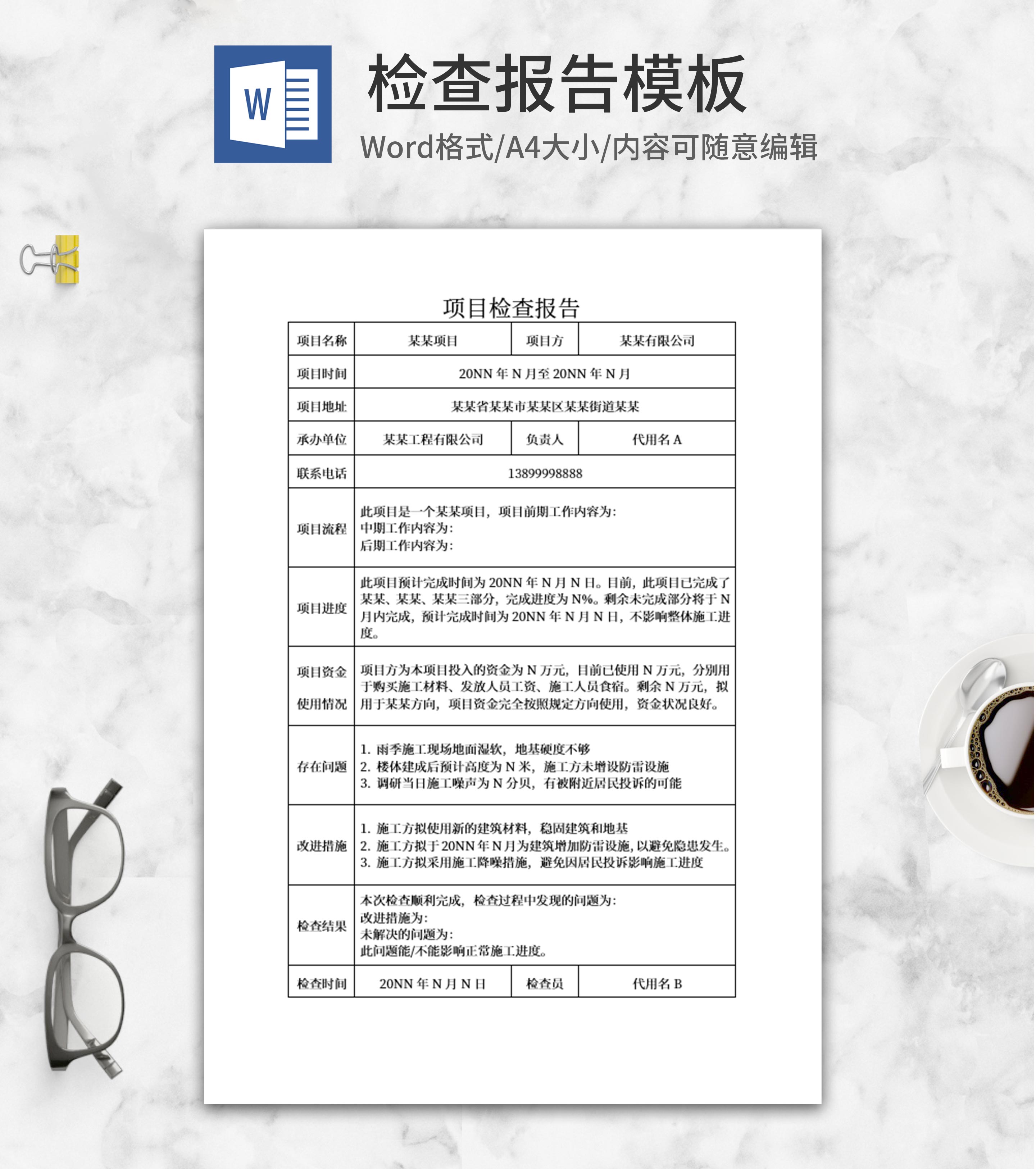 项目检查报告word模板