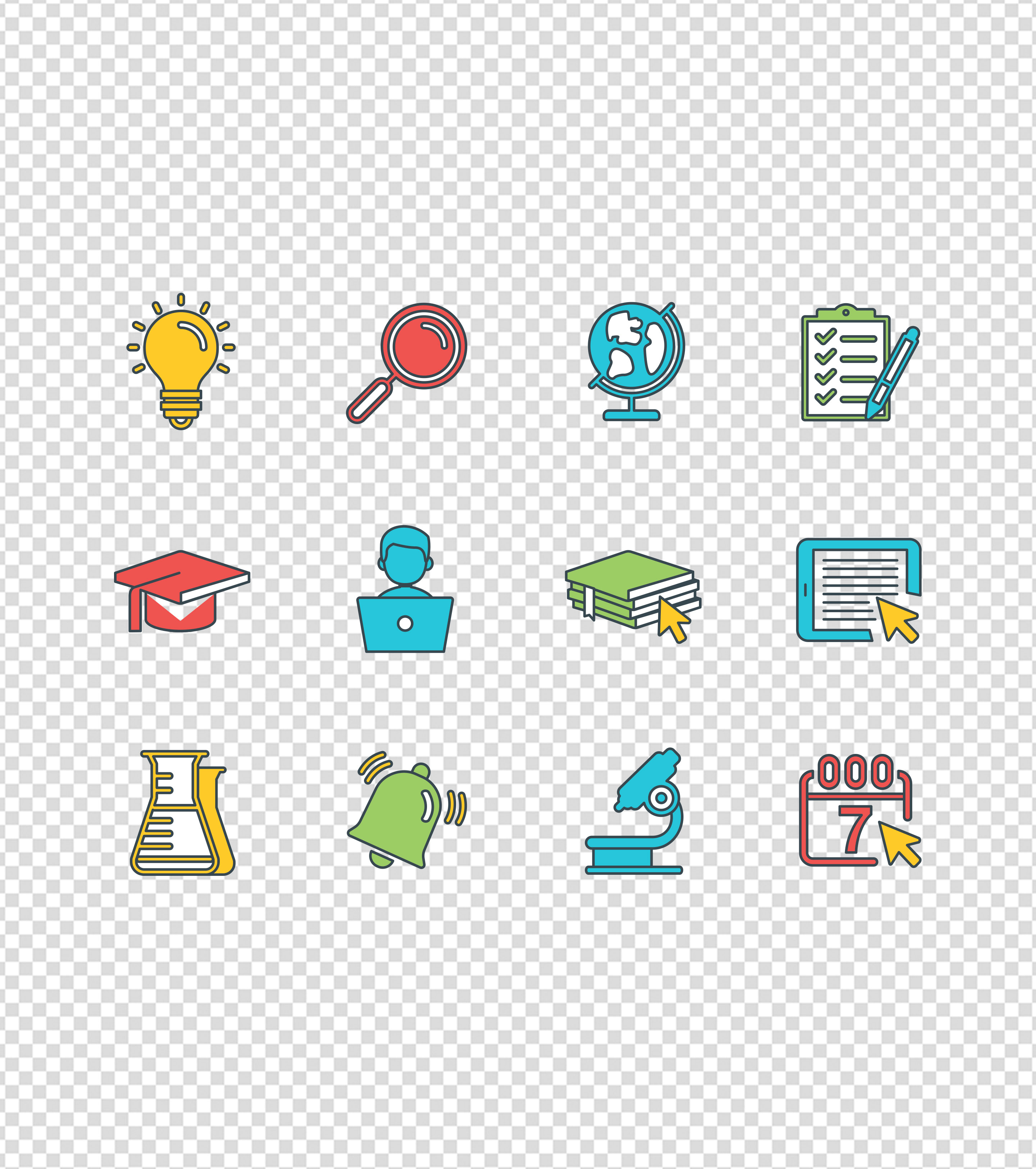 蓝色科研计划手机图标元素