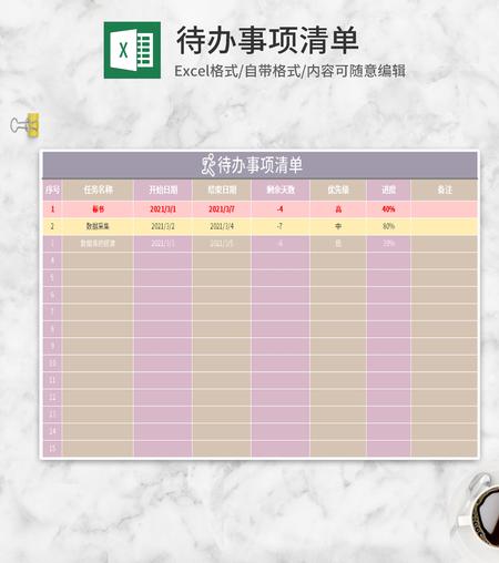 待办事项总结清单Excel模板
