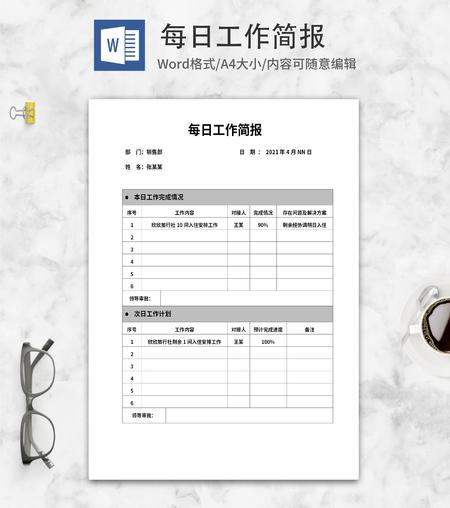企业销售人员工作简报word模板