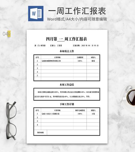 财务部工作计划汇报表word模板