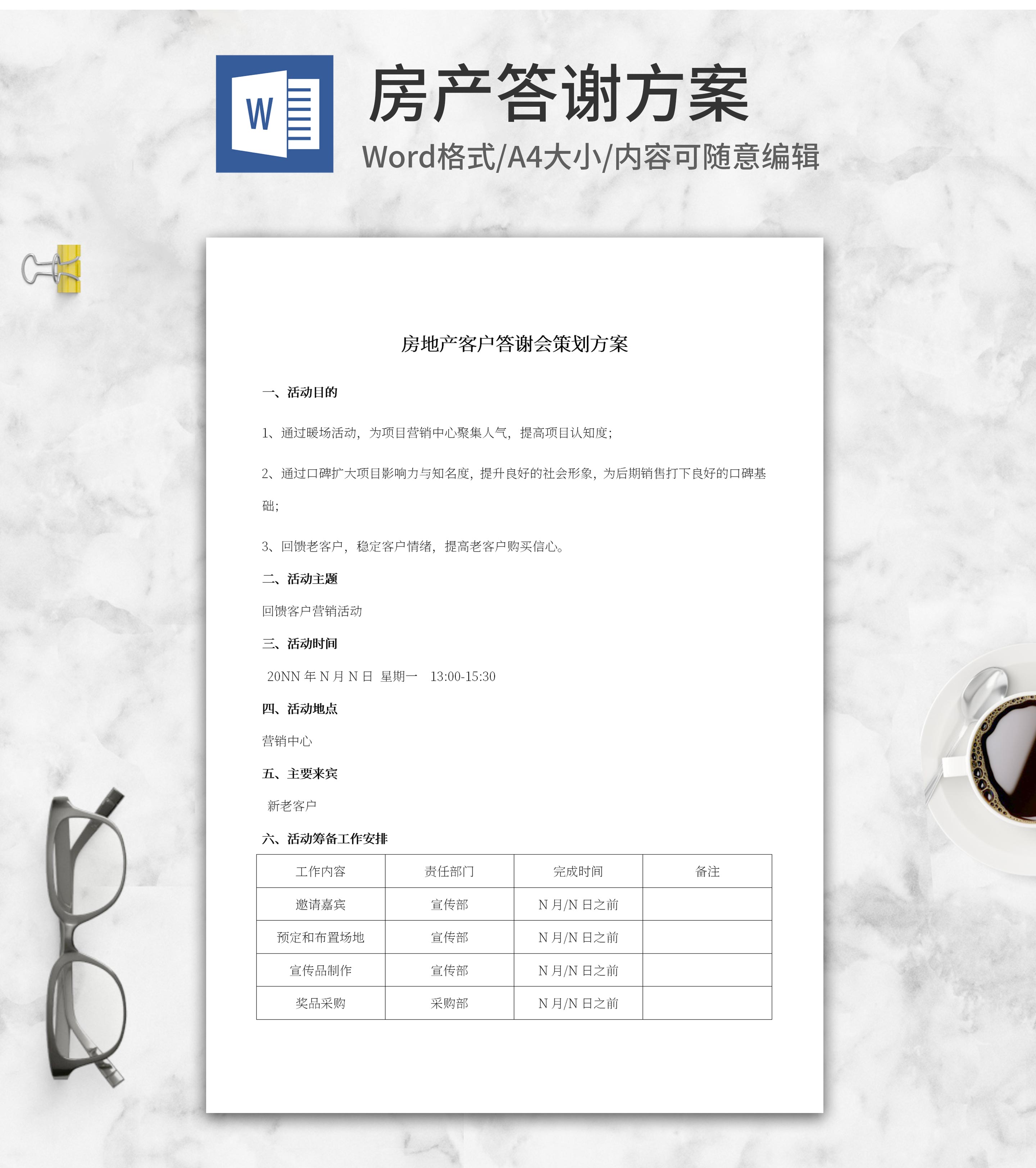房地产客户答谢方案word模板