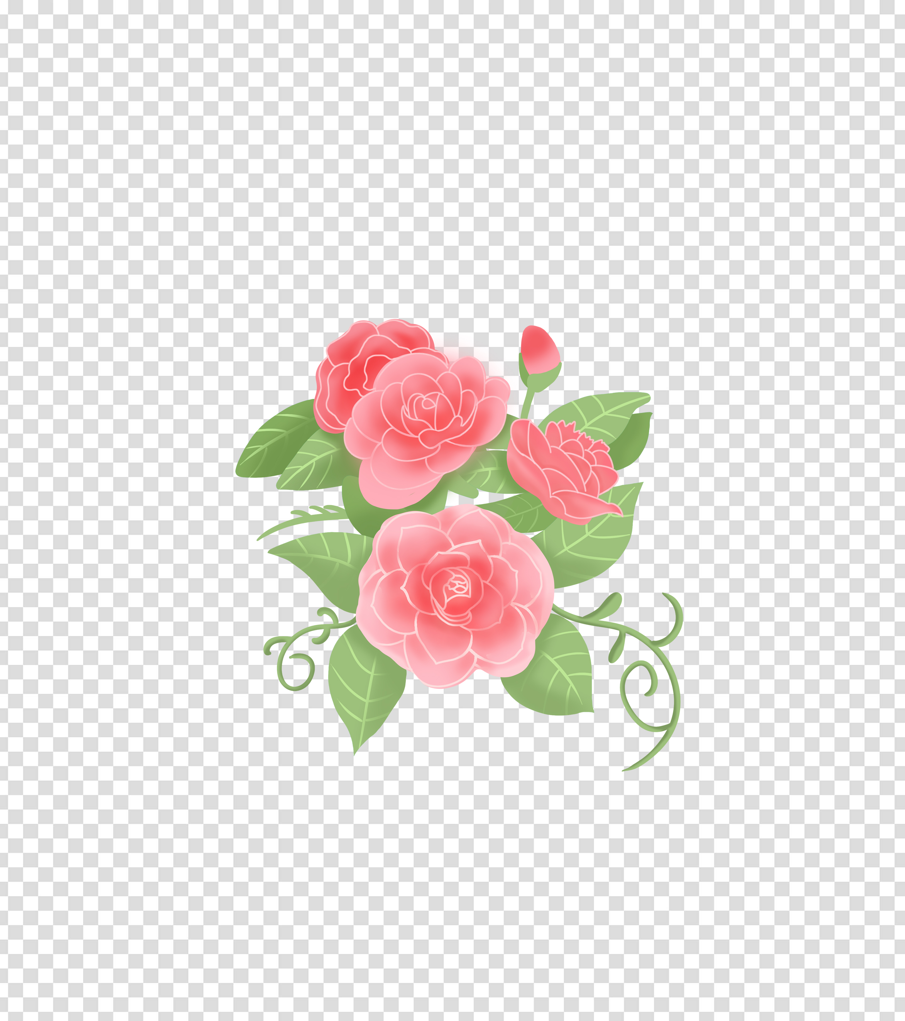 粉色卡通手绘牡丹图标元素