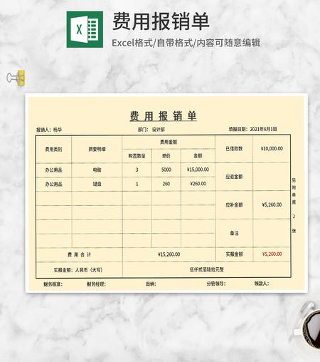 费用报销单Excel模板