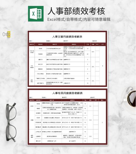 人事部月度绩效考核Excel模板