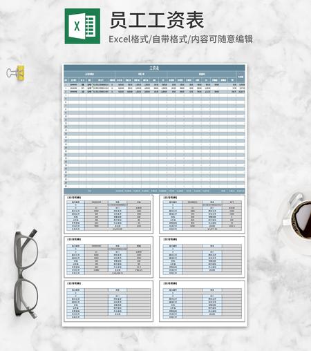 部门员工工资明细表Excel模板