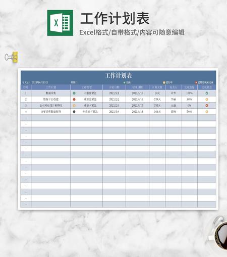 季度工作计划进度Excel模板