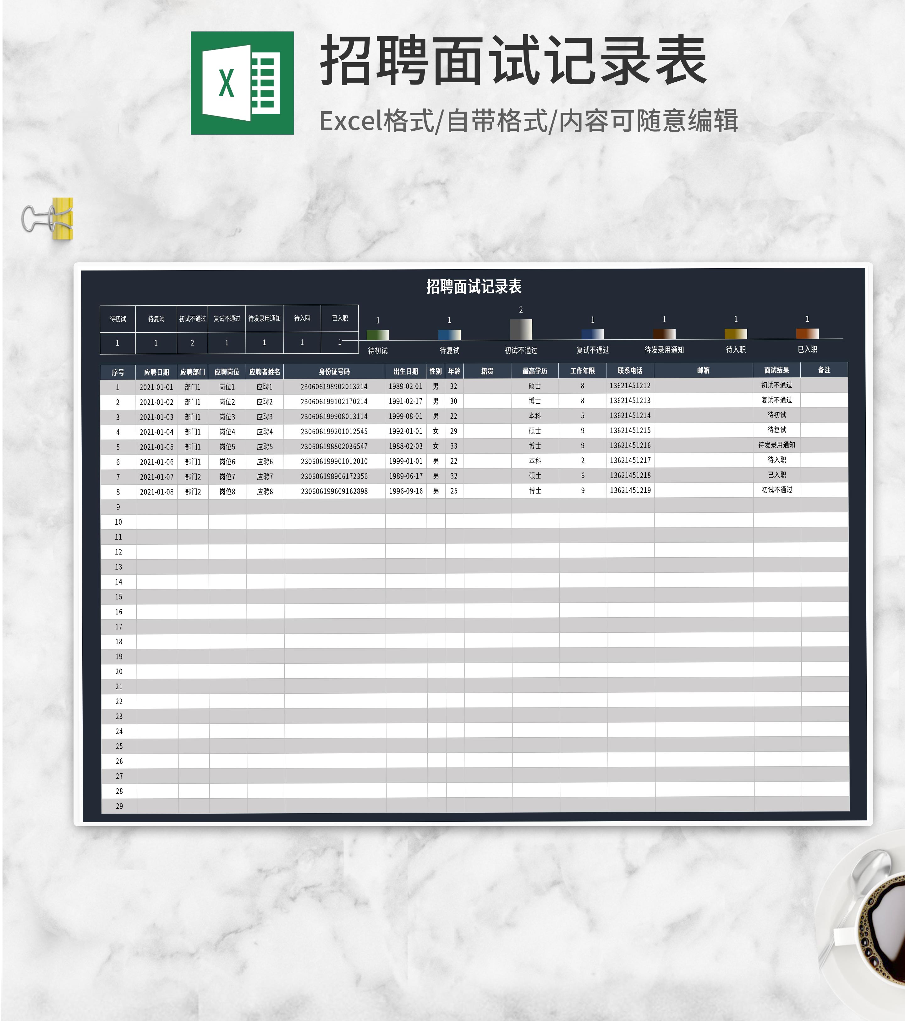 公司招聘面试记录表Excel模板