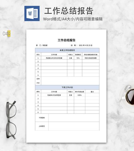 销售部门工作总结报告word模板