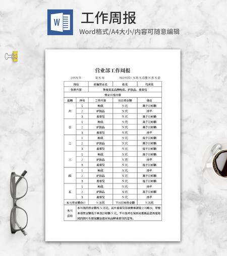 营业部工作周报word模板