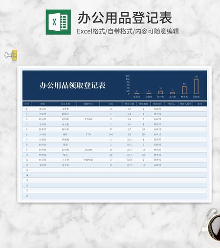办公用品领取登记表Excel模板