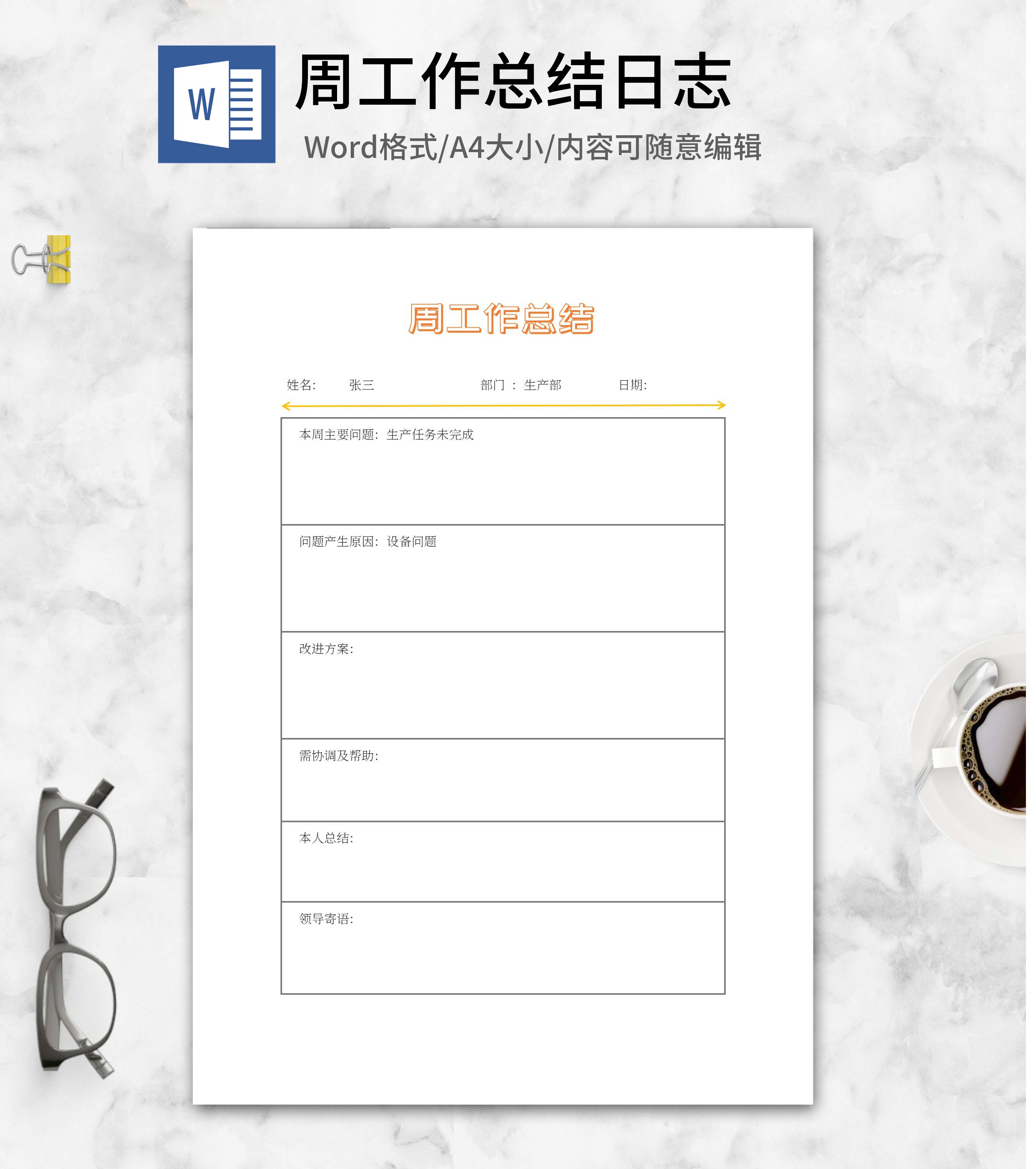 车间生产周工作总结word模板