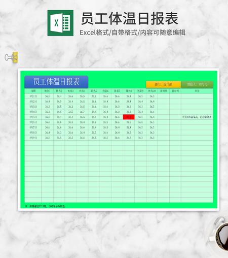 公司员工体温日报表Excel模板