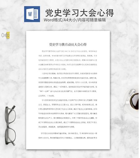 党史学习教育动员大会心得word模板