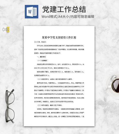 中学党支部建设工作汇报word模板