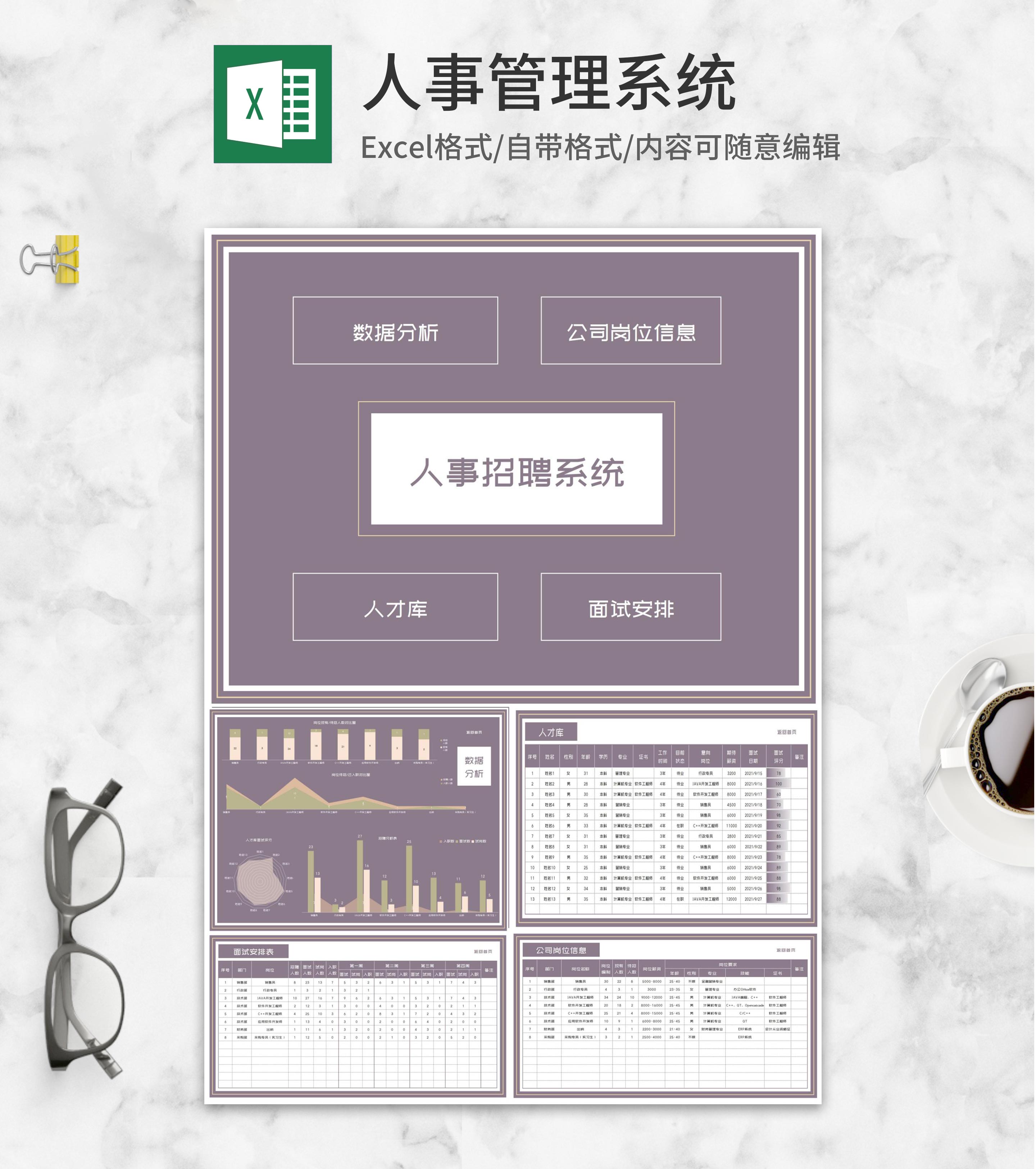 公司岗位信息招聘管理系统Excel模板