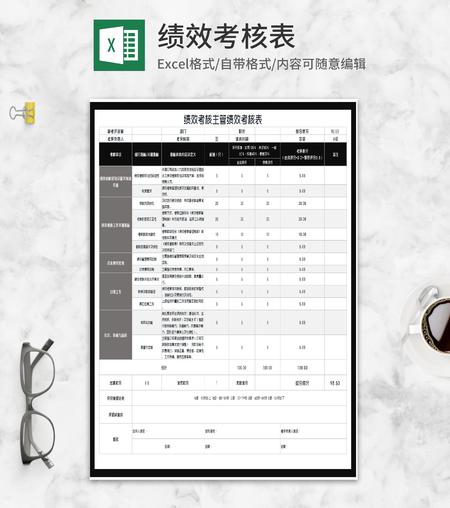 商务考核主管绩效考核表Excel模板