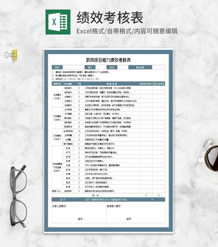 职员综合能力绩效考核表Excel模板