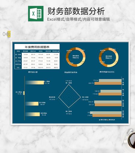公司年度费用数据图表Excel模板