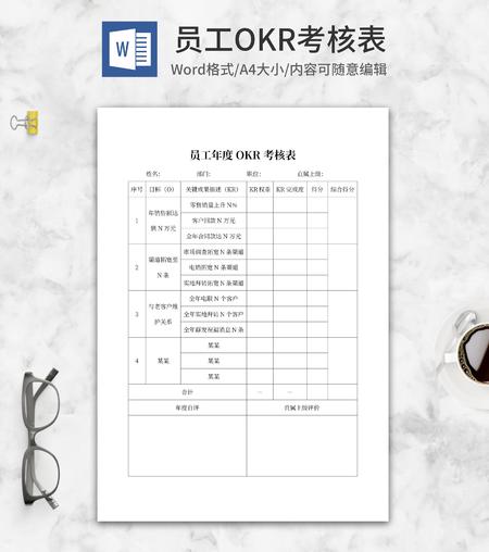 员工年度OKR考核评分表word模板