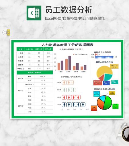 人力资源年度员工分析数据Excel模板