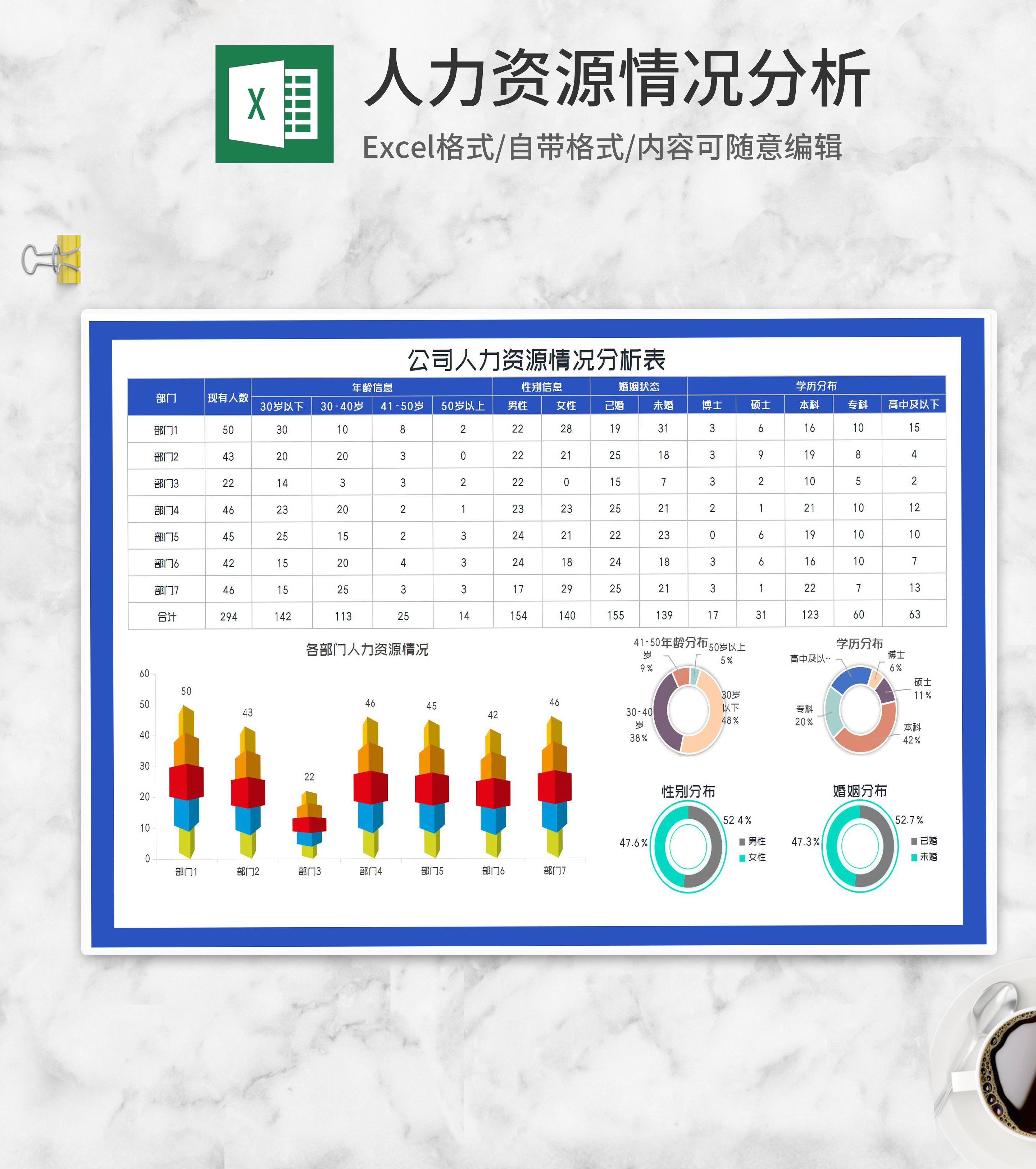 公司人力资源分析表Excel模板