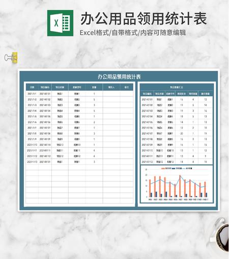 办公用品领用统计汇总表Excel模板
