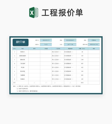 建筑公司项目报价单Excel模板