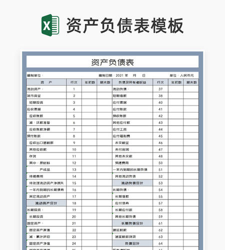 商务风灰色年度单位资产负债表Excel模板