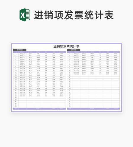 小清新紫色客户进销项发票统计表Excel模板