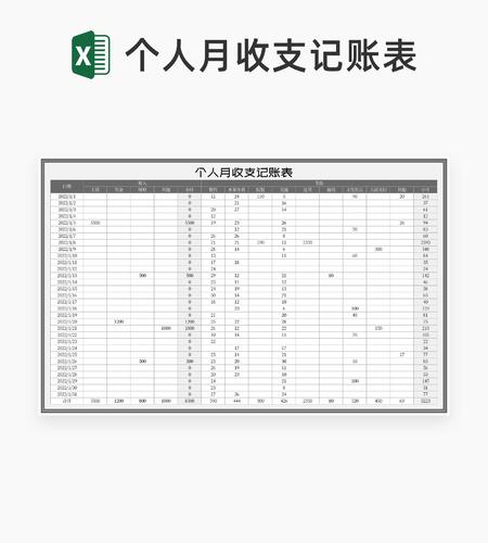 简约灰色个人月收支记账表Excel模板