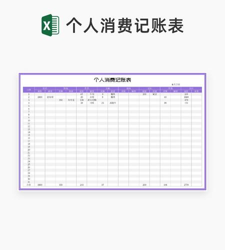 简约紫色个人消费记账表Excel模板