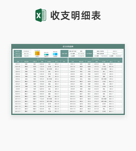 绿色年度项目费用收支明细汇总查询表Excel模板