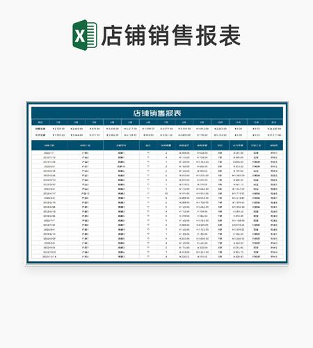蓝色店铺年度产品销售报表Excel模板