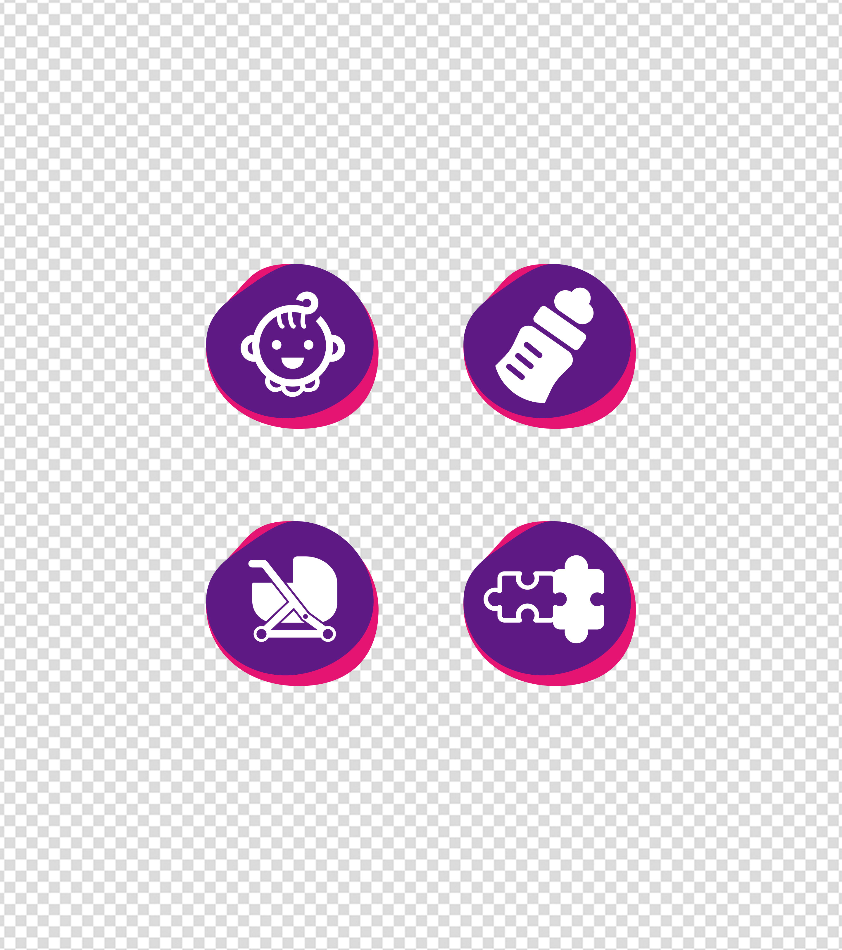 紫色婴儿儿童扁平风UI图标