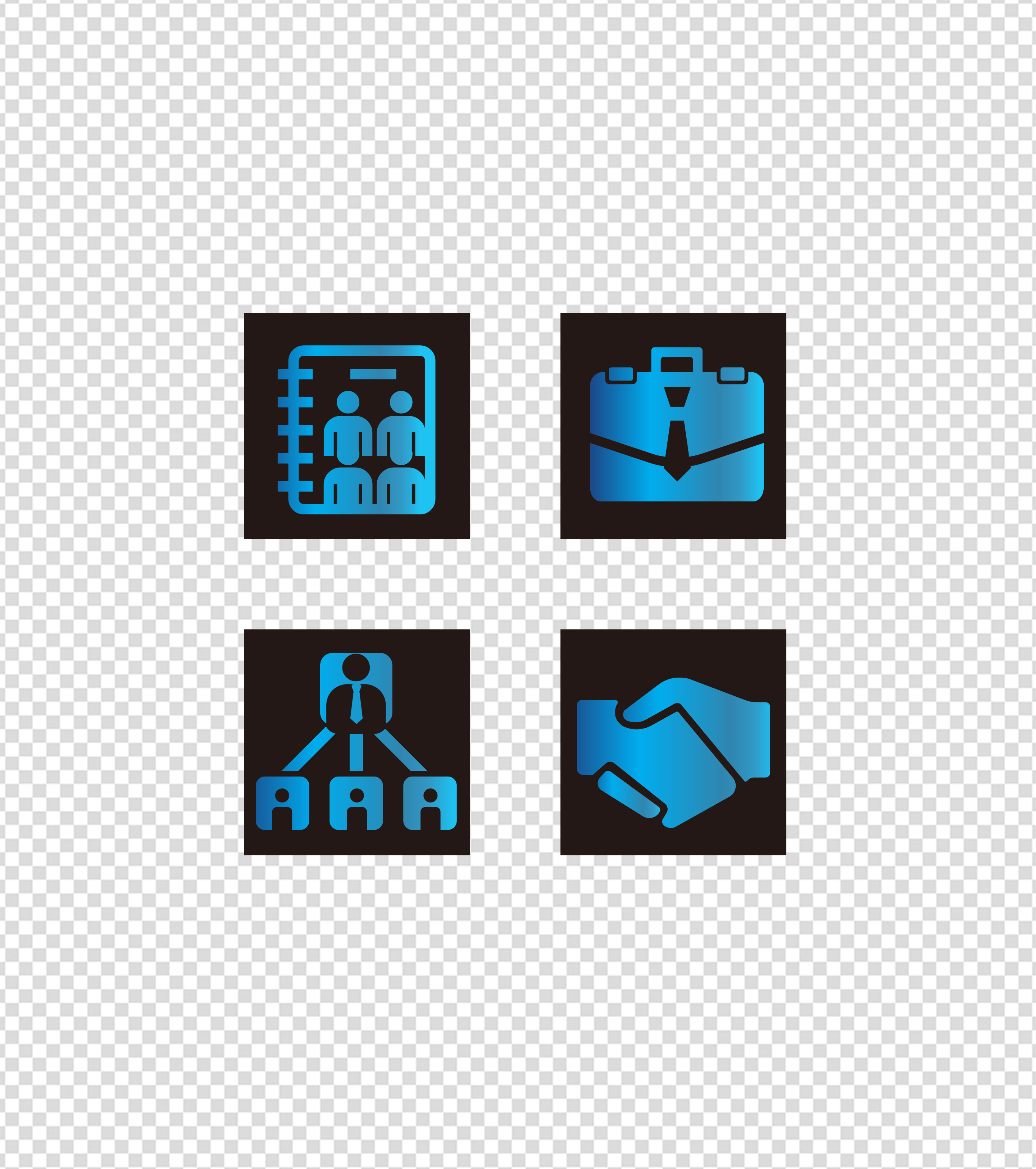 蓝色商务风扁平UI图标