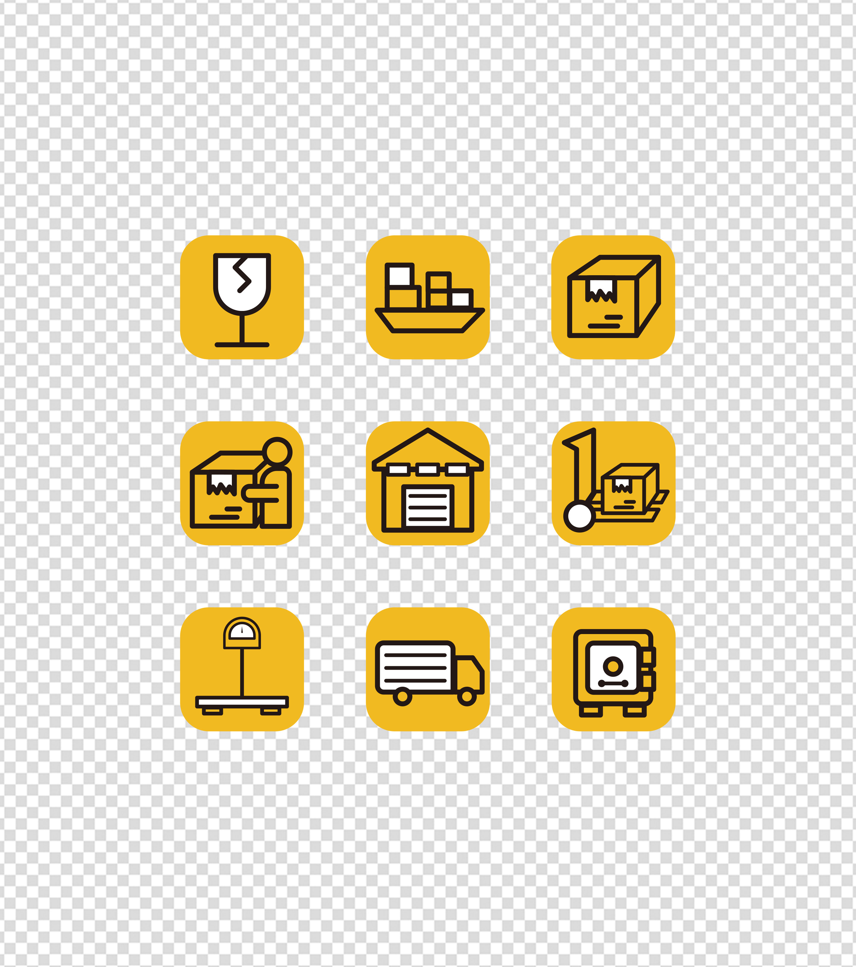 黄色物流快递UI图标元素