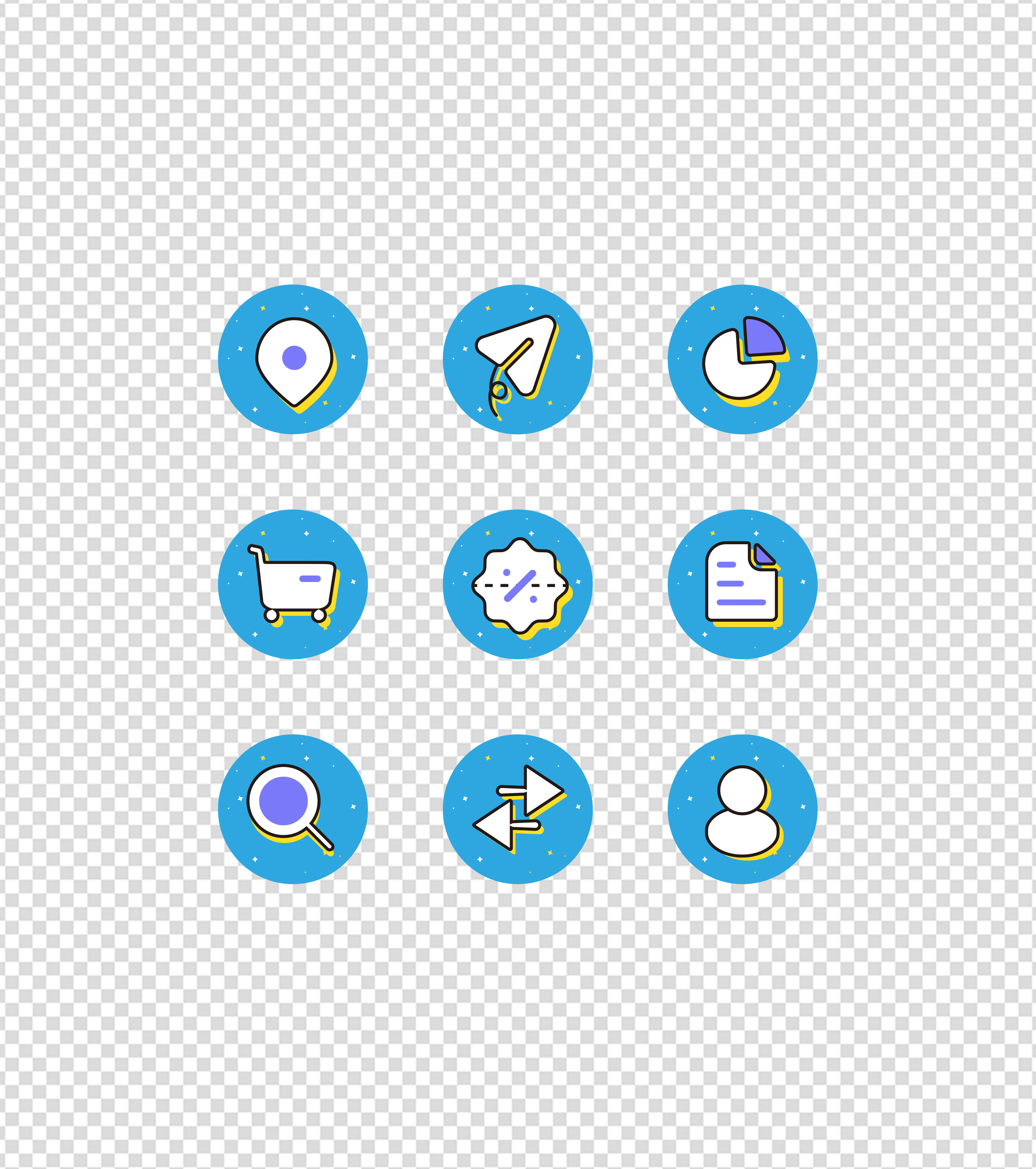 蓝色店铺UI图标元素