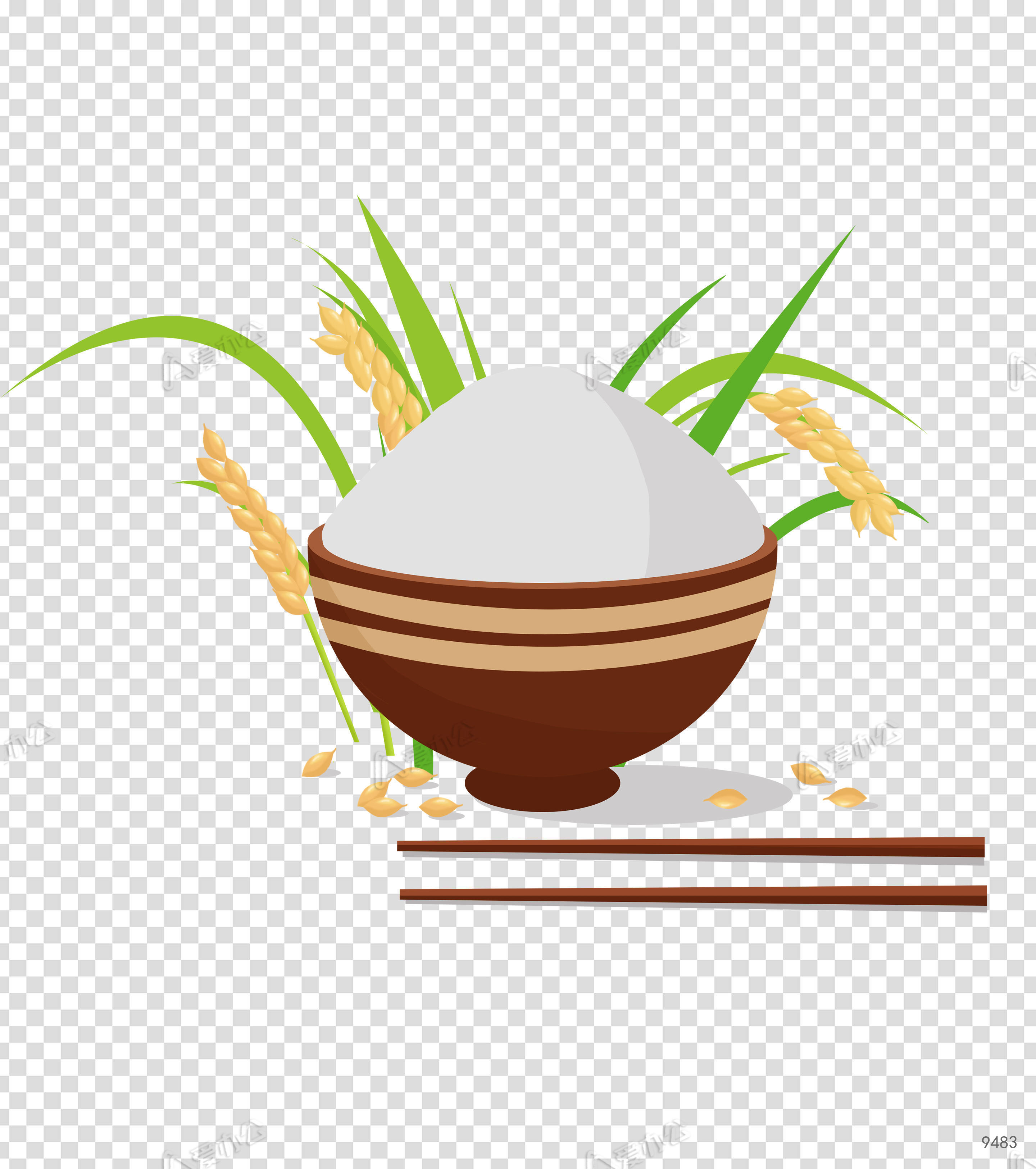 白色卡通米饭手绘元素下载_爱办公