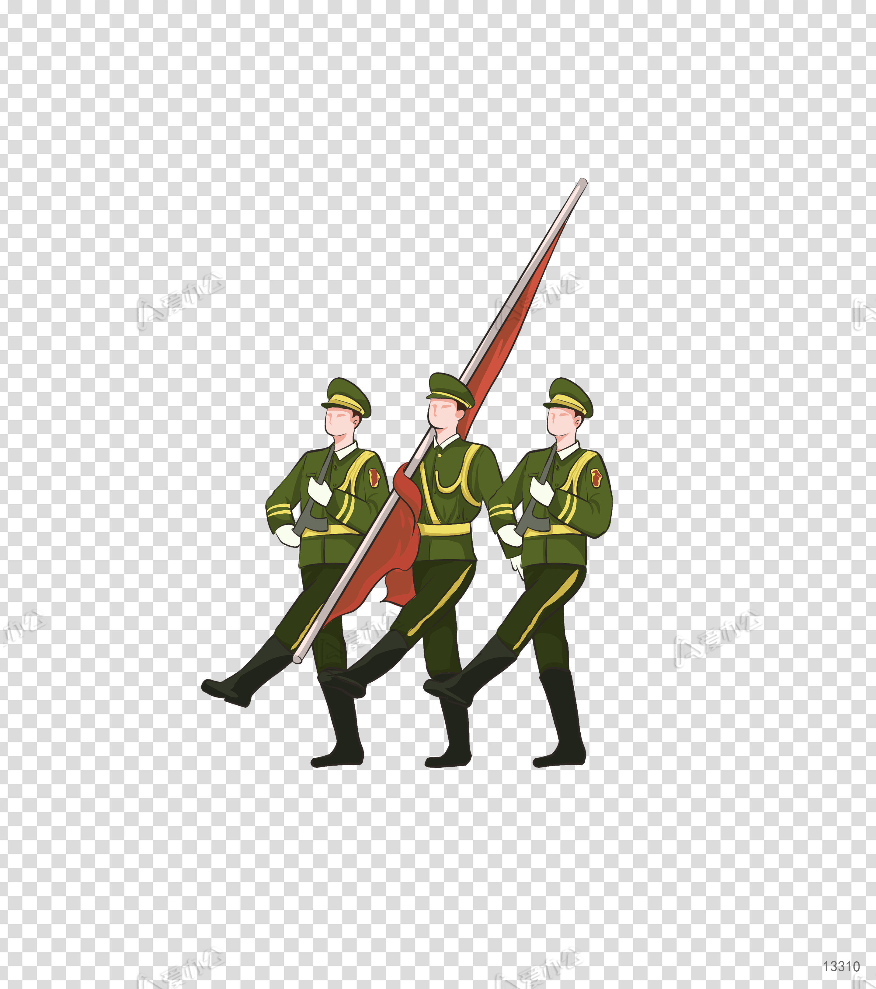 卡通国旗升旗手元素下载_爱办公