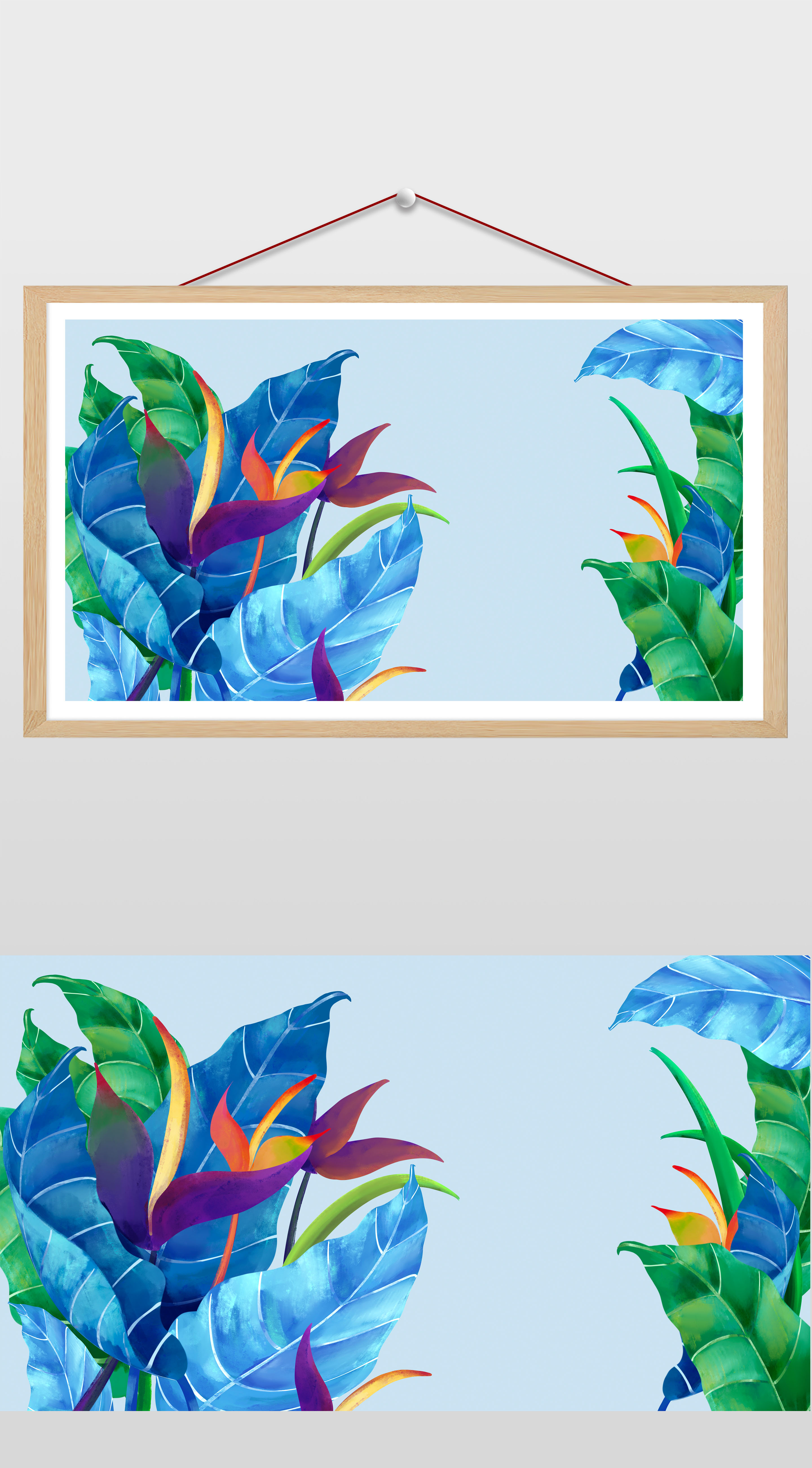 16比9_小清新ppt水彩叶子植物背景