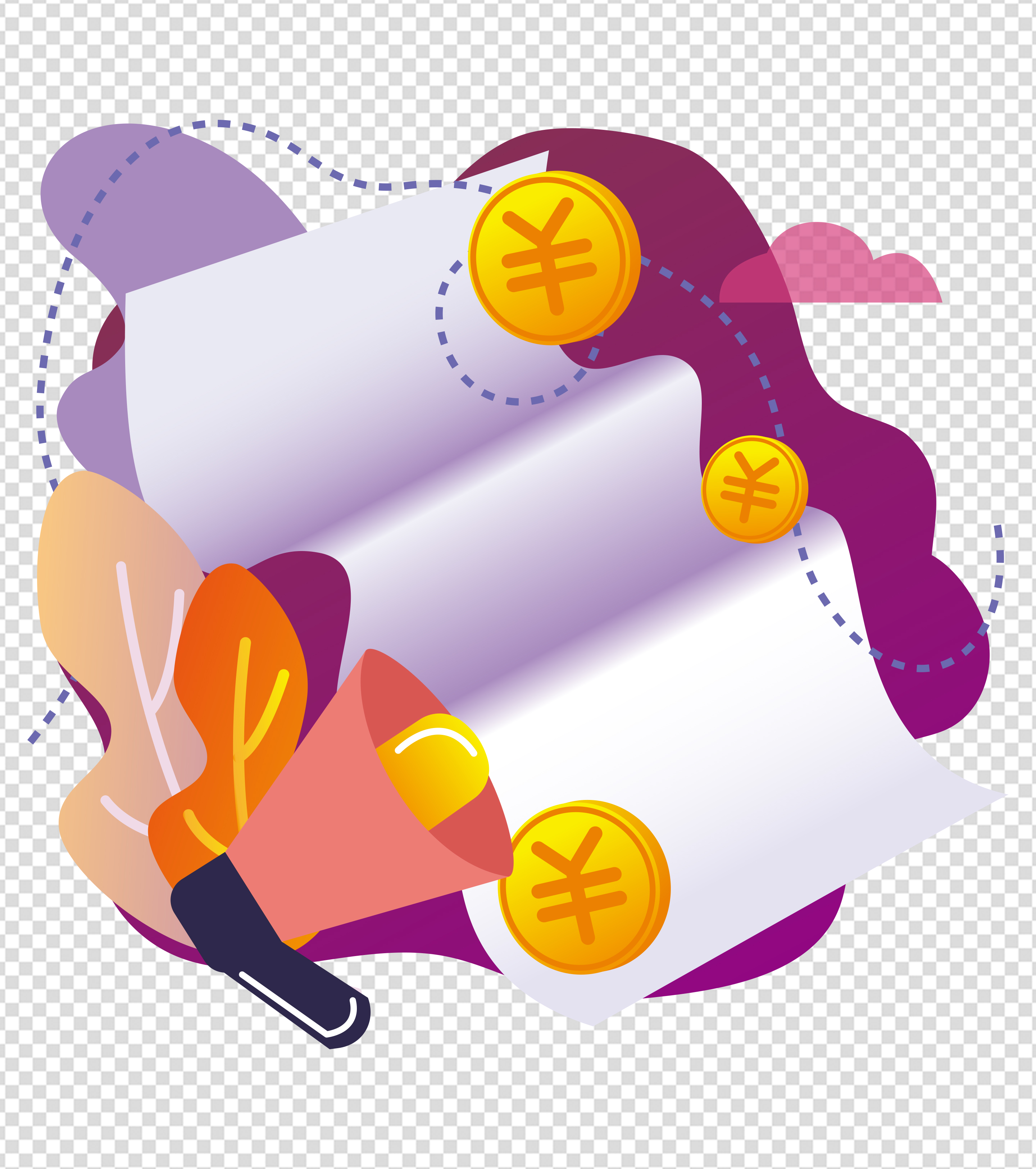 4000x4000px双十一ppt元素原创账单金币喇叭