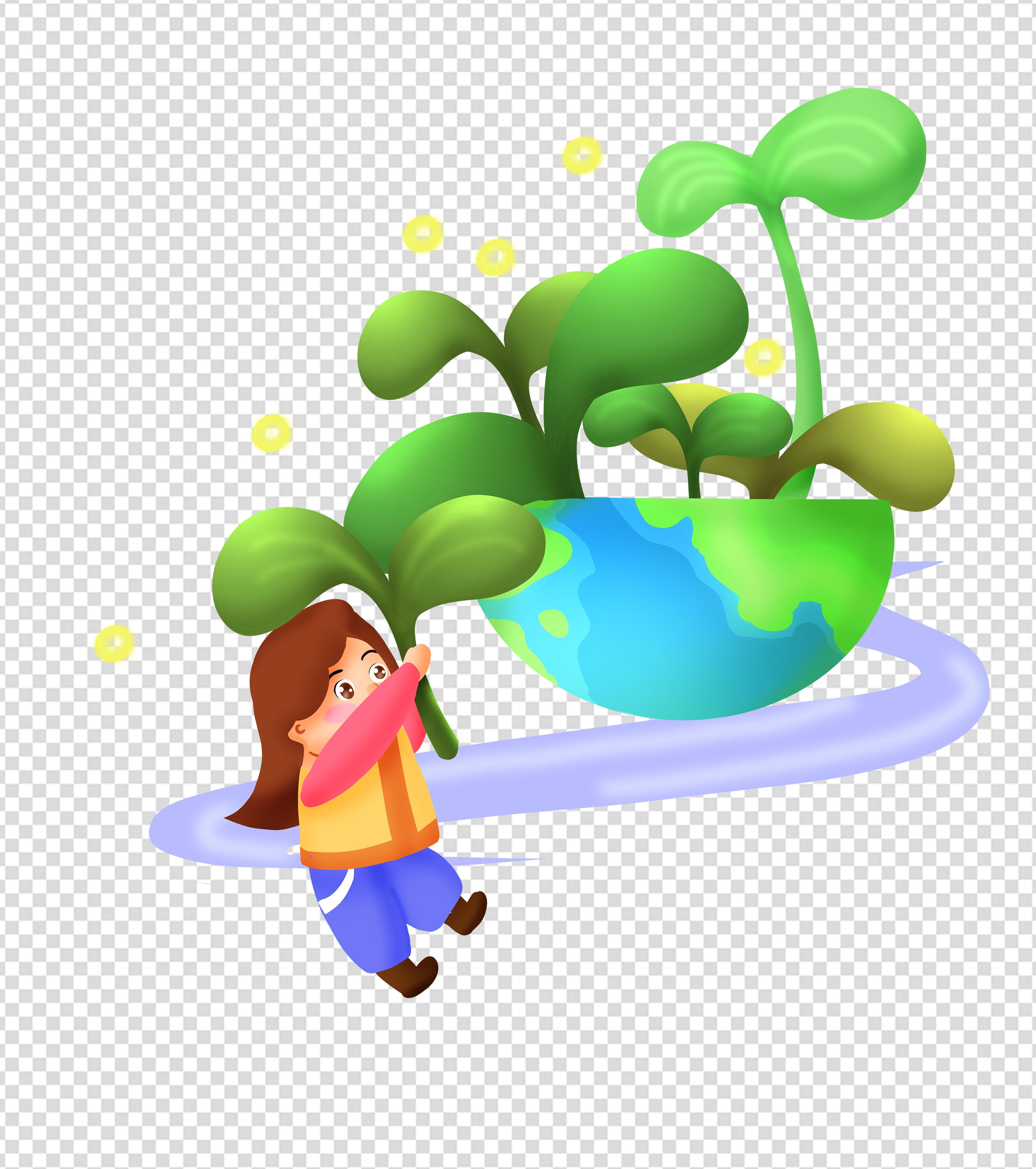 爱护地球植物元素