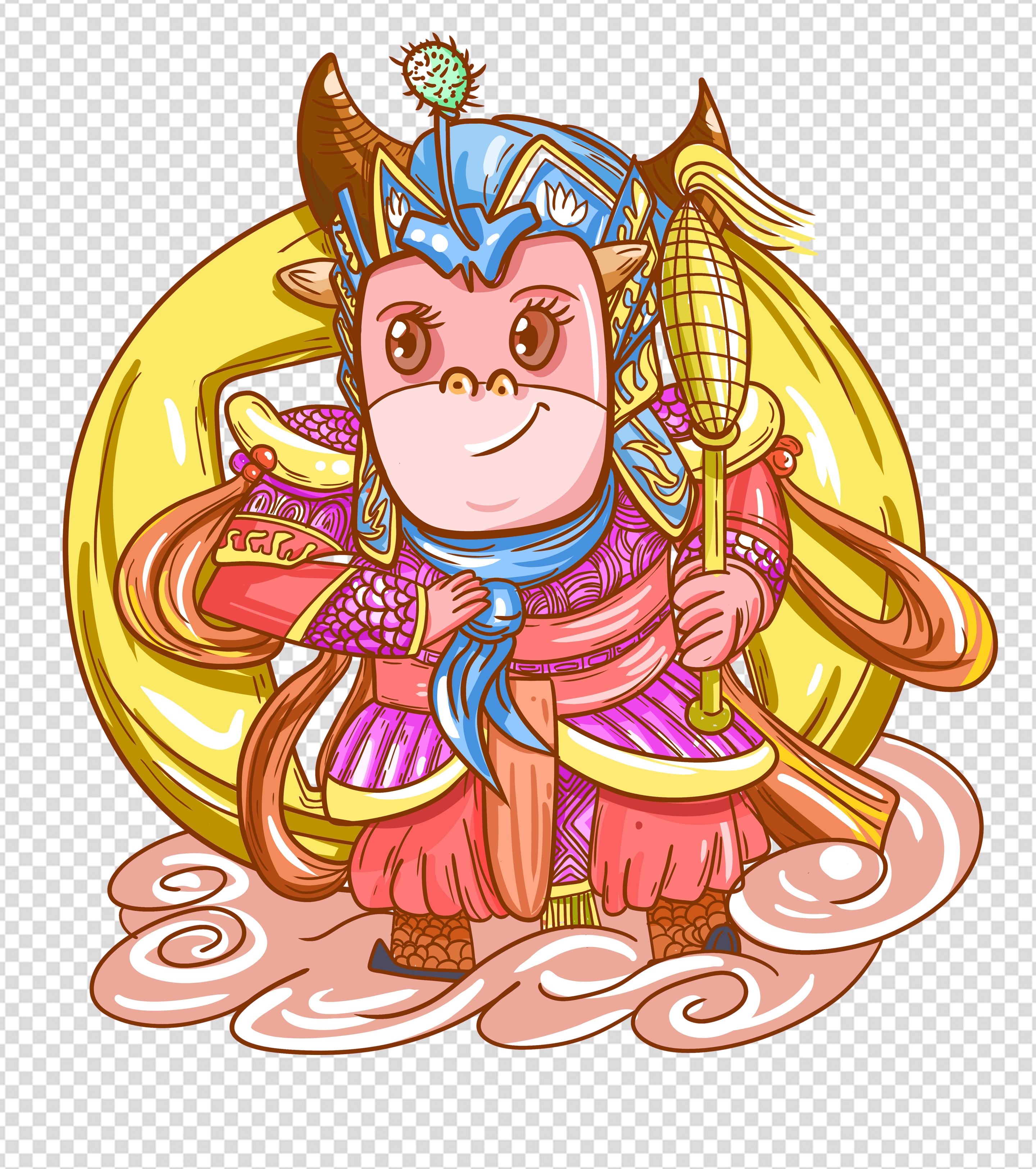 春节门神天兵天将元素